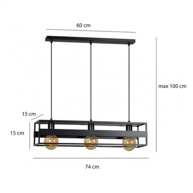 VESTA 419 VISILICA 3*E27 CRNA - Slika 3