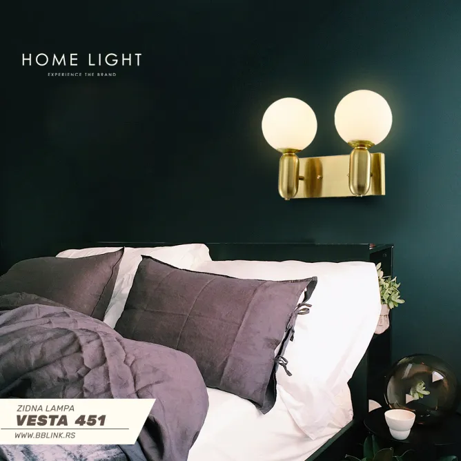 VESTA 451 ZIDNA LAMPA 2*E14 MESING - Slika 2
