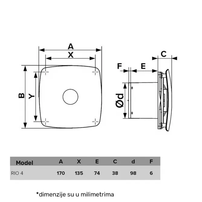 ERA VENTILATOR F100 RIO 4C IVORY - Slika 3