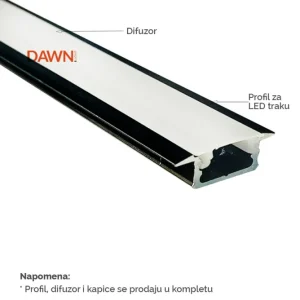 DAWN LED PROFIL LL-ALP001-R KOMPLET CRNI