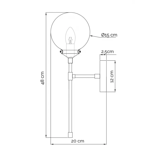 LUNA 209 ZIDNA LAMPA 1*E14 MESING - Slika 2