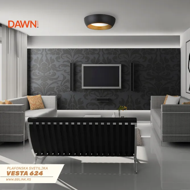 VESTA 624 PLAFONSKA SVETILJKA 24W 3000K CRNA/ZLATO - Slika 2