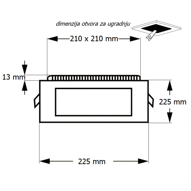 LED PANEL U/Z KNS1-18W 6500K - Slika 2