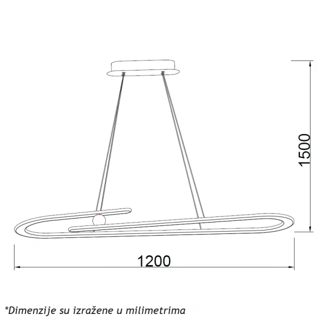 LUNA 265 LUSTER 60W 3000K CRNA - Slika 3