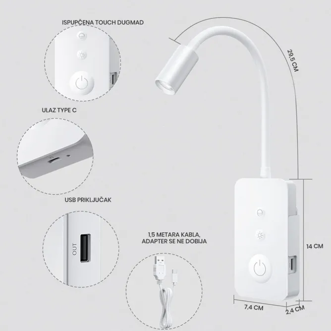 LED ZIDNA SVETILJKA ELY00X-1 BELA - Slika 4