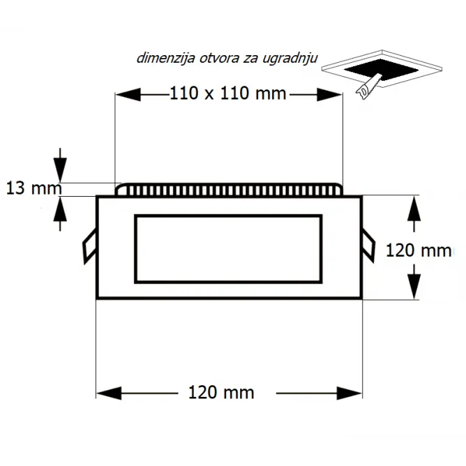 LED PANEL U/Z KNS1-06W 6500K - Slika 2