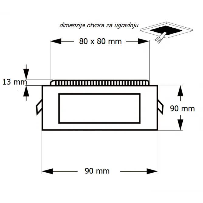 LED PANEL U/Z KNS1-03W 4000K - Slika 2