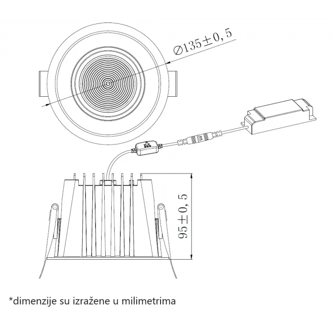 DAWN LED SVETILJKA CPS-Y4A15-D23 3000/4000/5000K 15W IP65 BELA - Slika 2