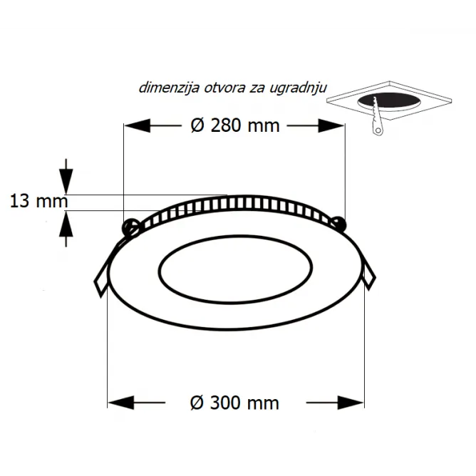 LED PANEL U/Z KNC1-24W 6500K - Slika 2