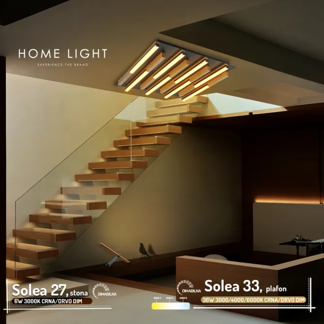 SOLEA 27 STONA LAMPA 6W 3000K CRNA/DRVO DIM - Slika 2