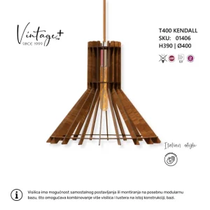 VINTAGE KENDALL T400 VISILICA 1*E27 (O 400 mm, h-390 mm) - SKU01406