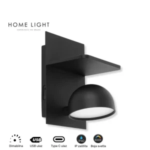 SOLEA 57 ZIDNA LAMPA 7W 3000K CRNA DIM