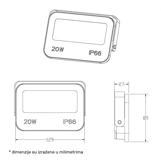 DAWN LED REFLEKTOR GN-FL913-20W CCT 1600lm 110° IP66 - Slika 2
