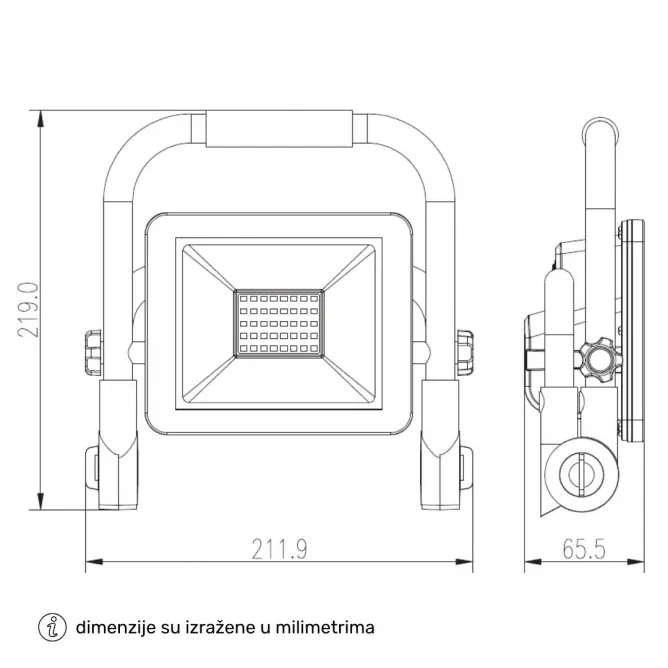 LED REFLEKTOR PRENOSNI PUNJIVI GCB30S-D5 - Slika 3