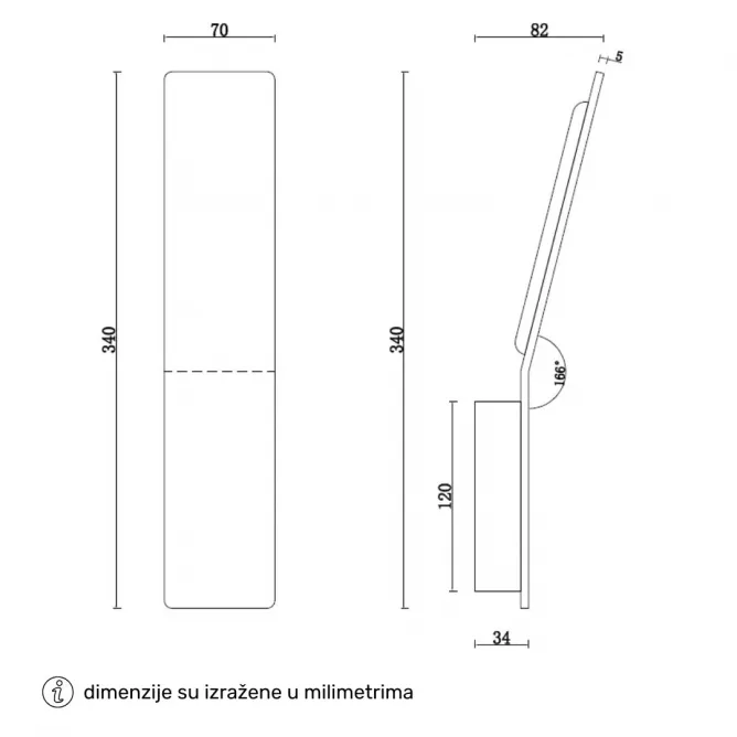 SOLEA 84 ZIDNA LAMPA 6W CCT BELA - Slika 2