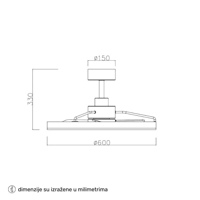 PLAFONSKI VENTILATOR FD210 BREEZE CRNA - Slika 3