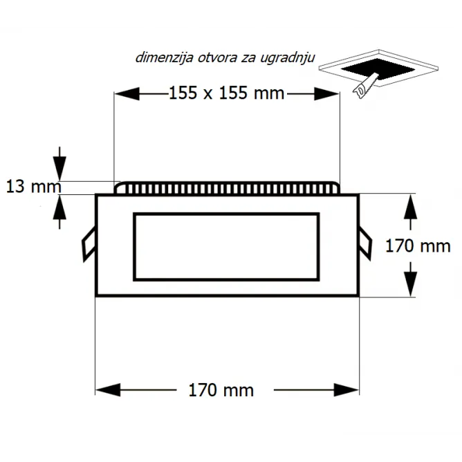 LED PANEL U/Z KNS1-12W 3200K - Slika 2