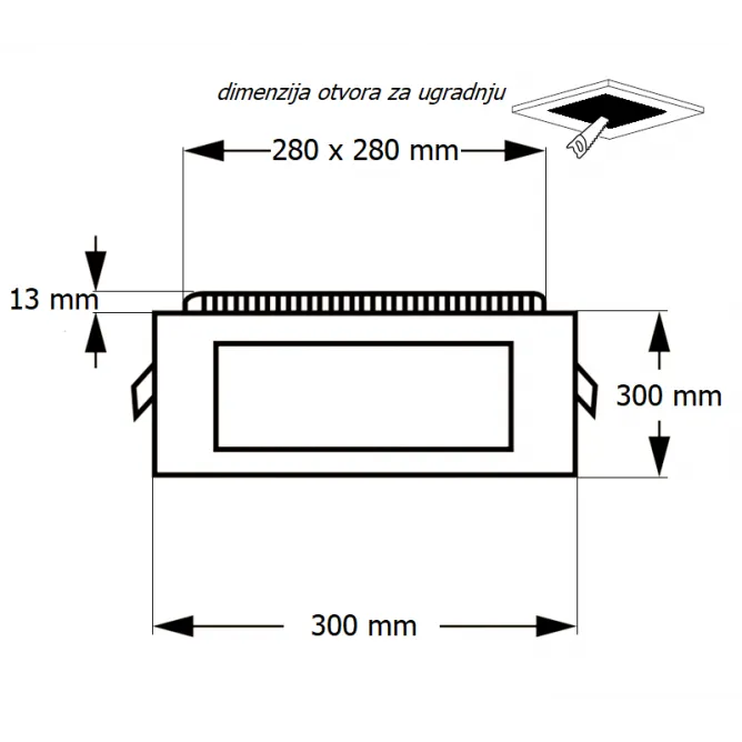 LED PANEL U/Z KNS1-24W 4000K - Slika 2