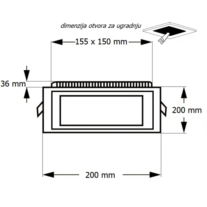 LED PANEL U/Z KNS2-18W 6500K - Slika 2
