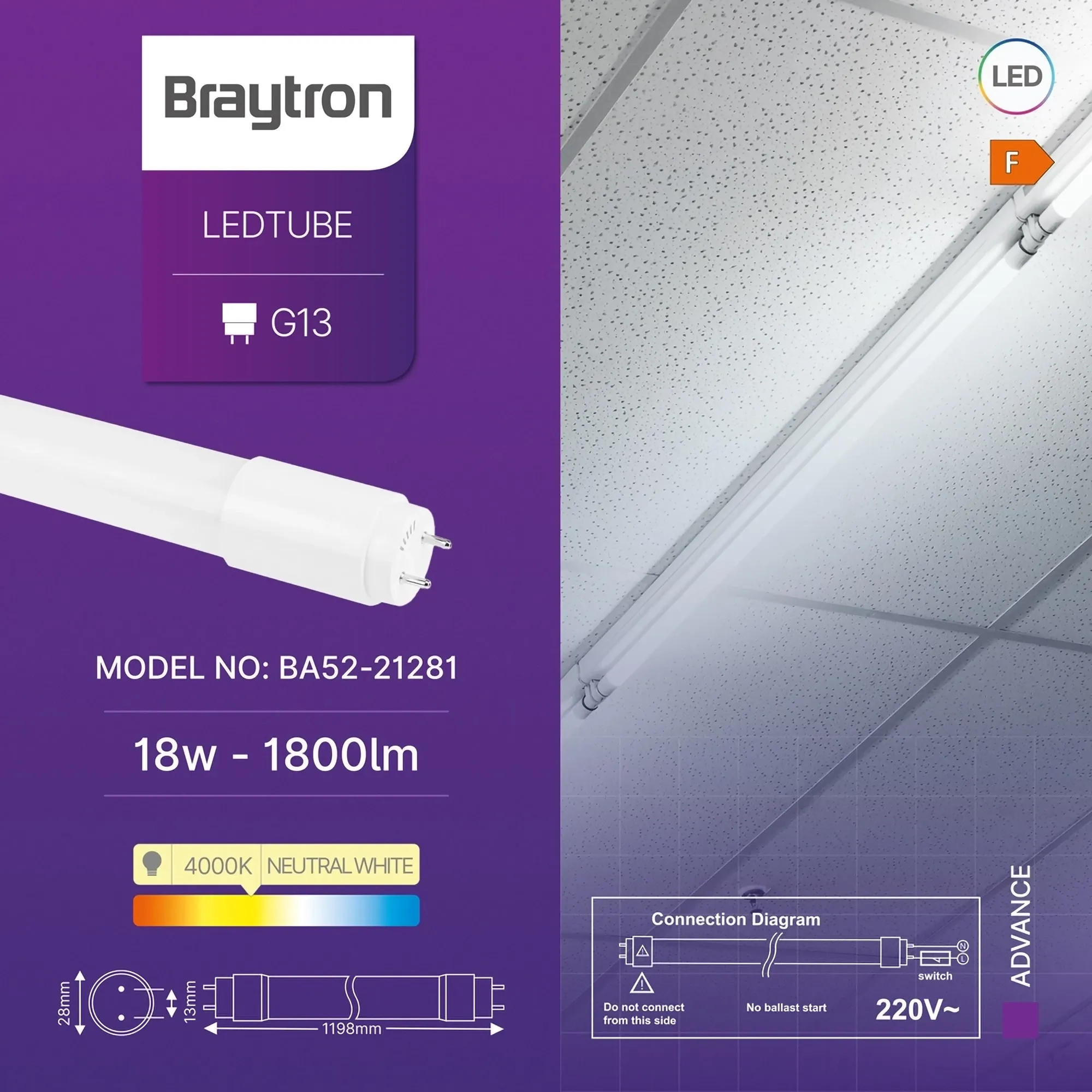 LED CEV T8 18W 120CM JEDNOSTRANA 4000K - Slika 3