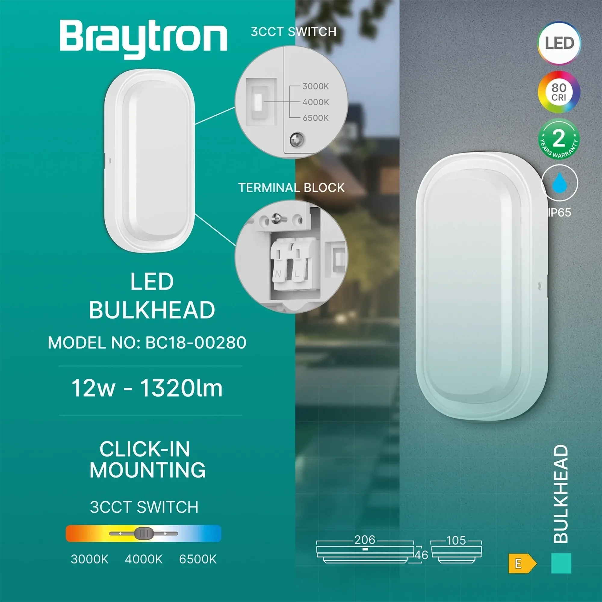 LED BRODSKA SVETILJKA ELIPSA 12W BELA 3CCT IP65 - Slika 3