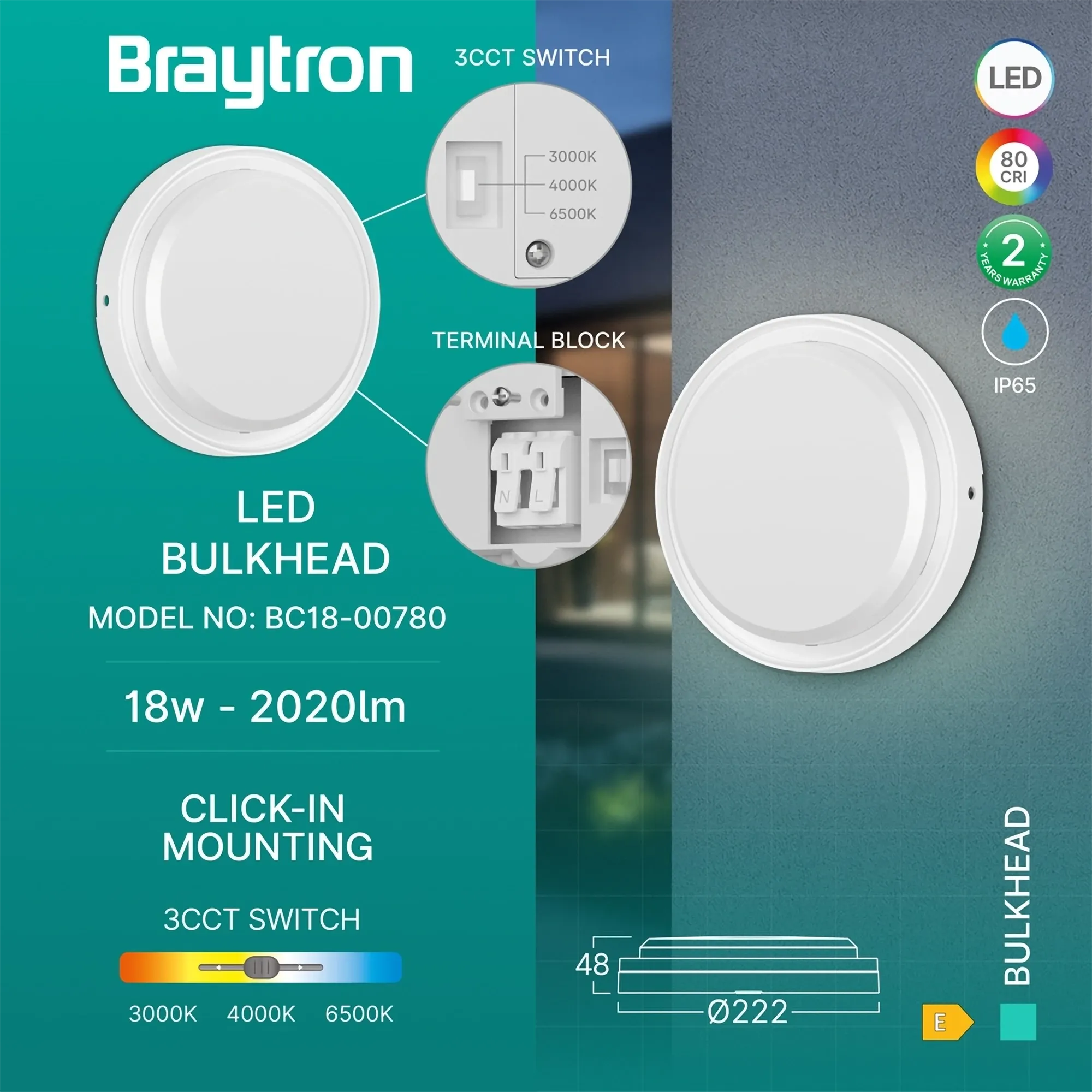 LED BRODSKA SVETILJKA OKRUGLA 18W BELA 3CCT IP65 - Slika 3