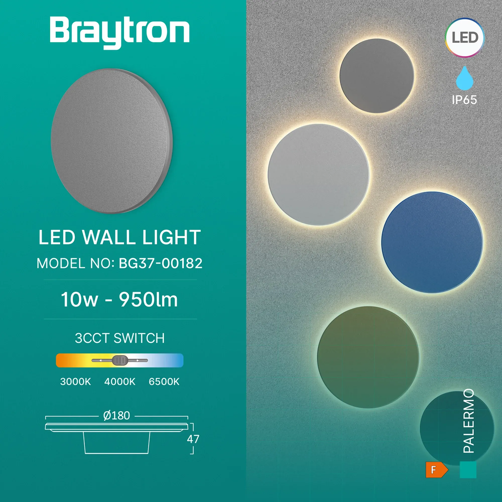LED ZIDNA SVETILJKA OKRUGLA 10W SIVA 3CCT IP65 - Slika 3