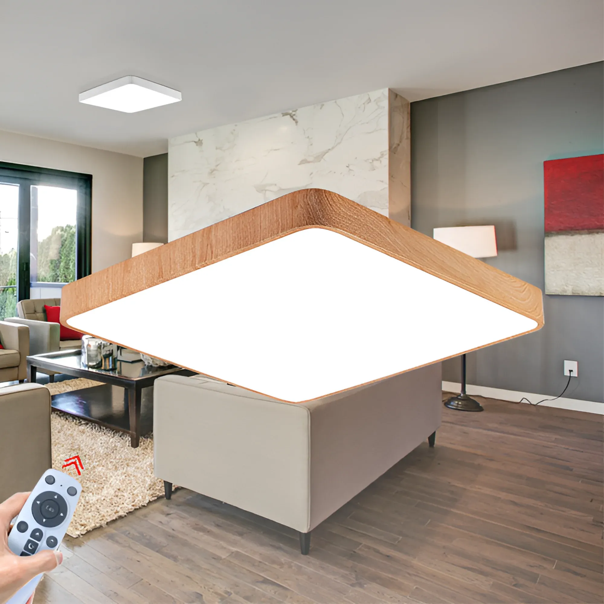 LED PLAFONJERA KVADRATNA 45W 3CCT DIM SA DALJINSKIM - Slika 2
