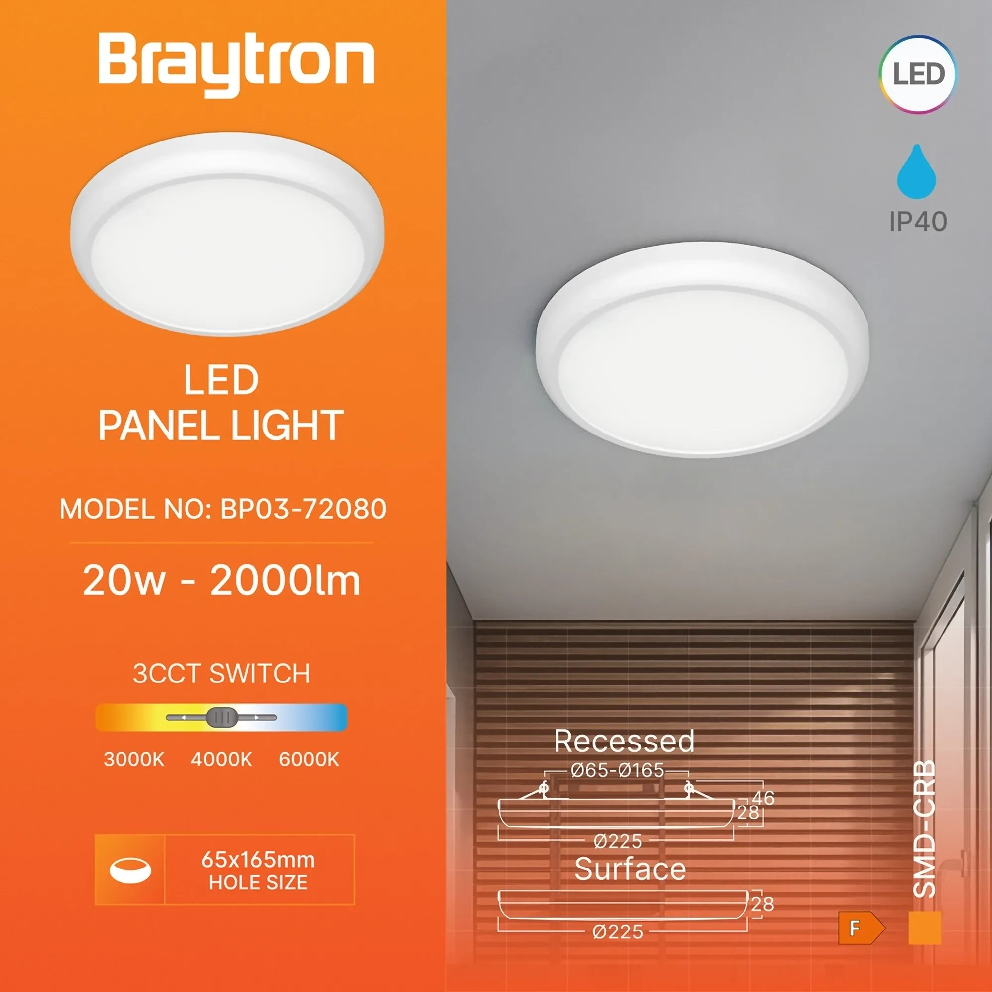 LED PANEL NADGRADNI OKRUGLI 20W BELI 3CCT - Slika 3