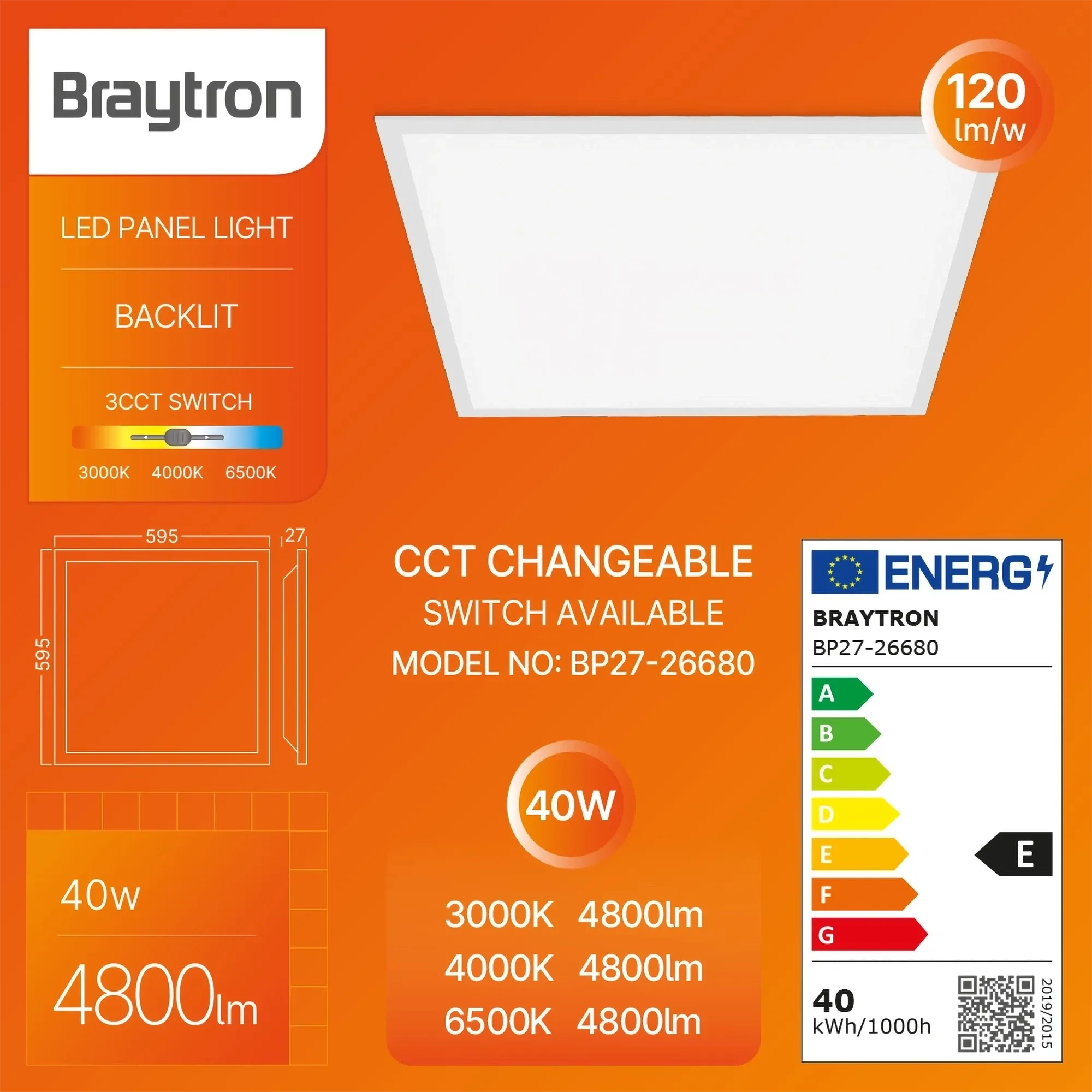 LED PANEL UGRADNI 595X595 40W BELI 3CCT - Slika 3