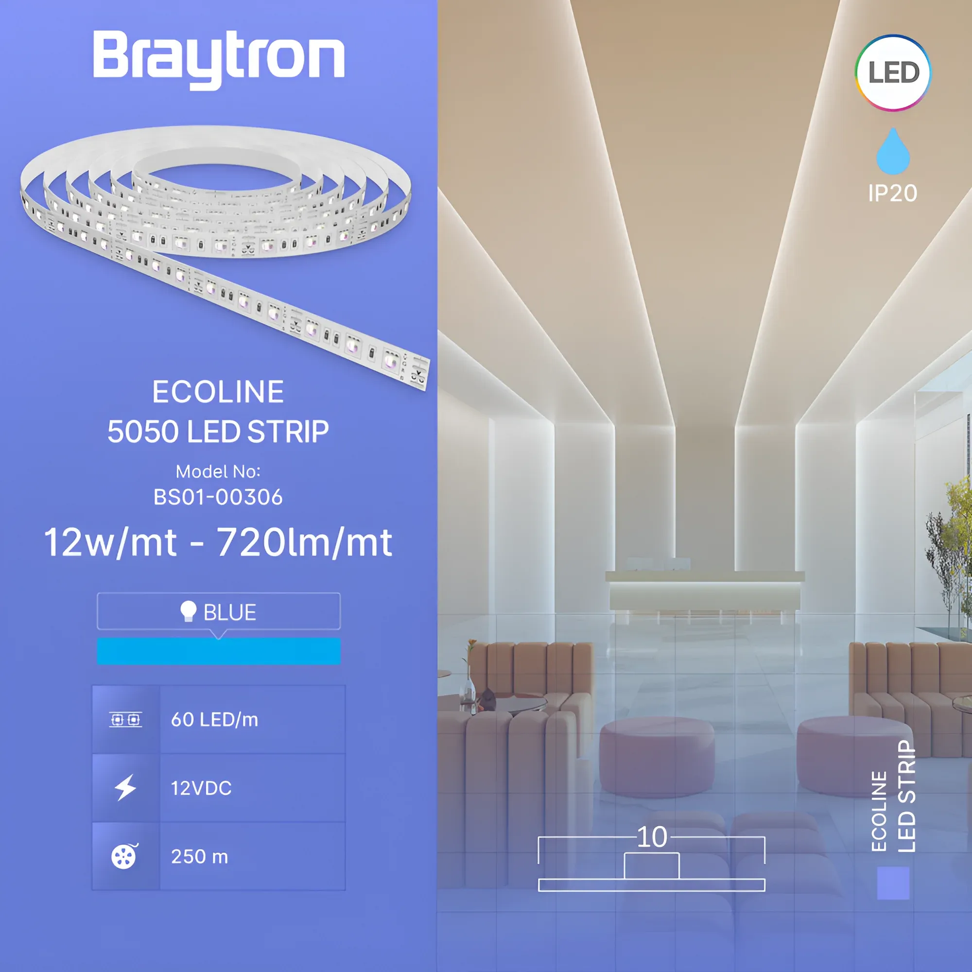 LED TRAKA 12W 60LED 5050 PLAVA 12V 5m - Slika 3