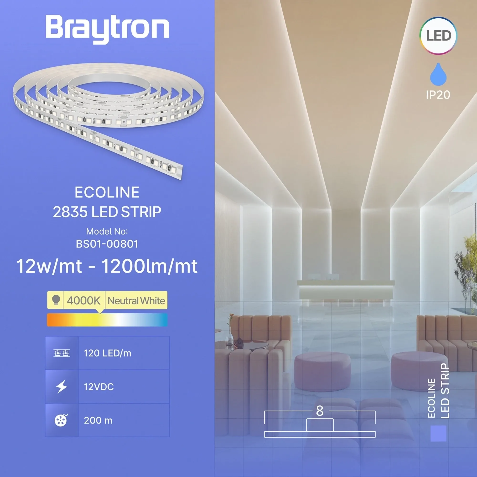 LED TRAKA 12W 120LED 2835 4000K 12V 10m - Slika 3