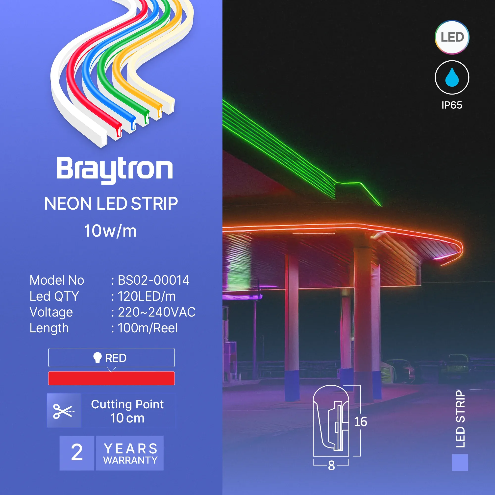 LED NEON TRAKA 8X16 220V CRVENA IP65 - Slika 3