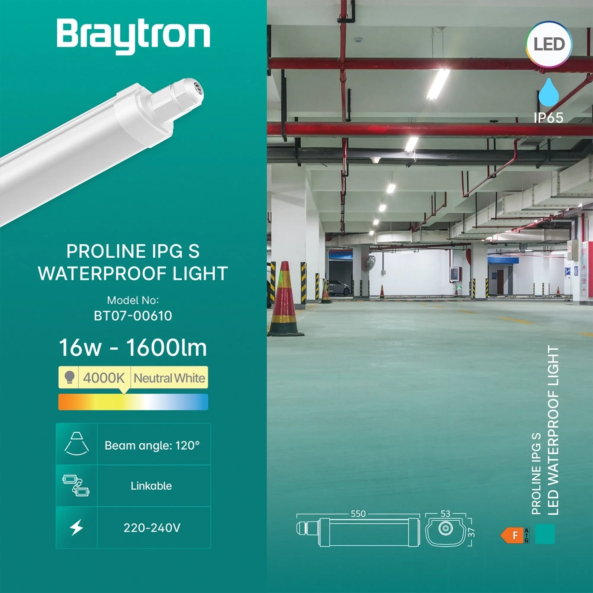 LED VODOOTPORNA SVETILJKA S 16W 4000K IP65 - Slika 3