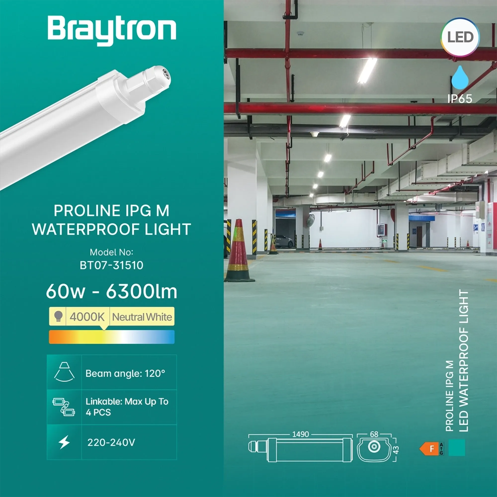 LED VODOOTPORNA SVETILJKA M 60W 4000K IP65 - Slika 3