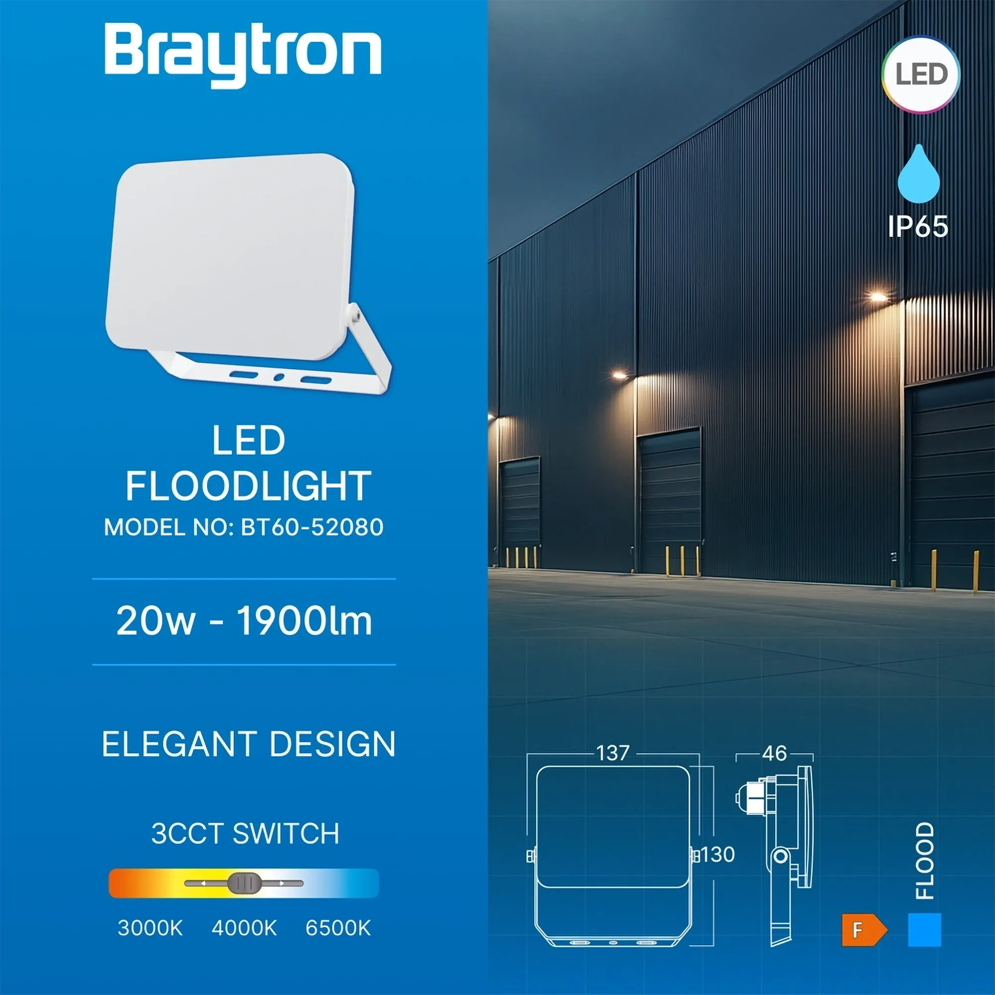 LED REFLEKTOR 20W BELI 3CCT IP65 - Slika 3
