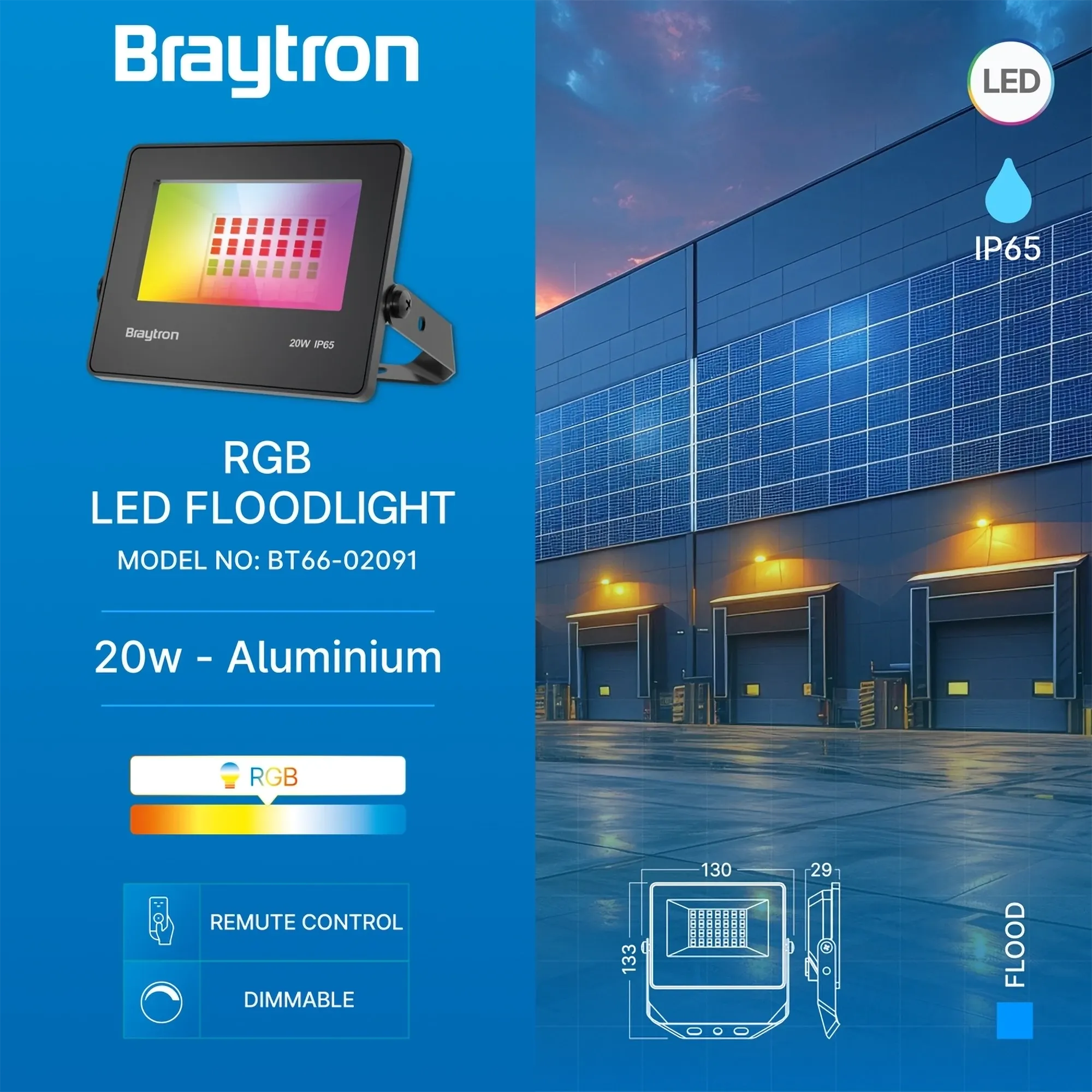 LED REFLEKTOR 20W CRNI RGB IP65 - Slika 3