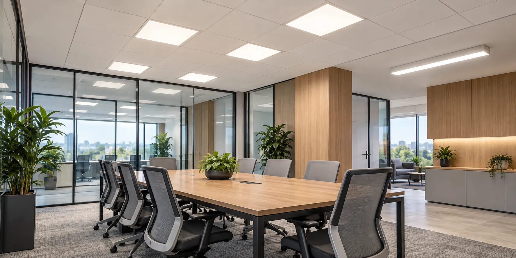 LED paneli u modernoj kancelariji